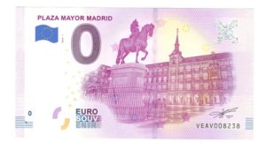 Billete 0 Cero Euro Souvenir Plaza Mayor, Madrid 2018
