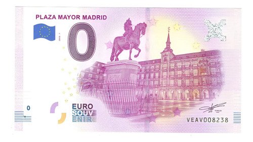 Billete 0 Cero Euro Souvenir Plaza Mayor, Madrid 2018
