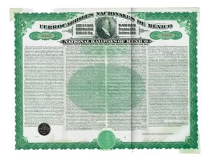 Bono Ferrocarriles Nal. De M. De 1907 Porfirio Díaz $200 Oro