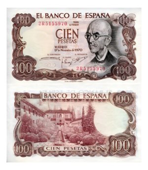Billete De España 100 Pesetas Manuel De Falla 1970 Nuevo Sc