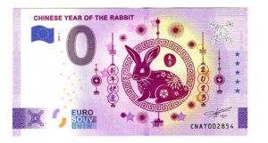 Billete 0 Cero Euro- Souvenir, Año Del Conejo, China 2022