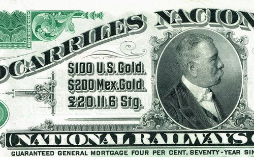 Bono Ferrocarriles Nal. De M. De 1907 Porfirio Díaz $200 Oro