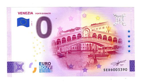 Billete 0 Cero Euros Souveni Venecia Puente Del Rialto 2023