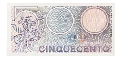 Billete De Italia 500 Liras, Dios Mercurio Nuevo Sin C. 1979