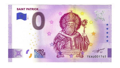 Billete 0 Cero Euros Souvenir San Patricio Irlanda 2021