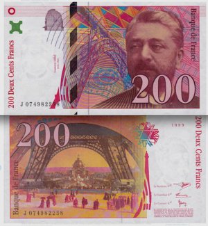 Billete De Francia 200 Francos Gustave Eiffel Nvo Sin C 1996