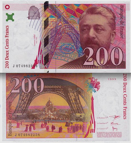 Billete De Francia 200 Francos Gustave Eiffel Nvo Sin C 1996