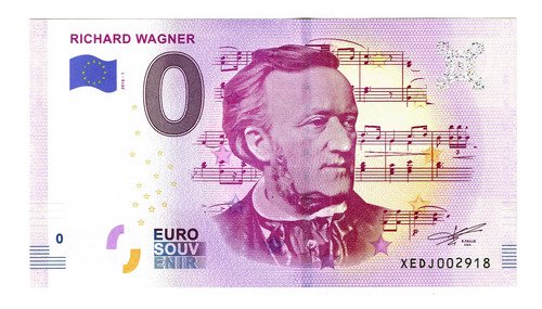 Billete 0 Cero Euros Souvenir, Richard Wagner, Alemania 2018