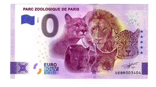 Billete 0 Euros Souv Parque Zoológico De París Francia 2023