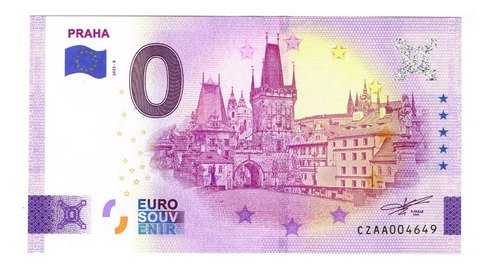 Billete 0 Cero Euro Souvenir Praga República Checa 2022 Nvo.