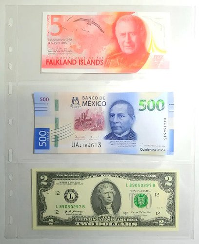 D_811638-MLM94700343038_102025-O.jpg 10 Hojas Para 3 Billetes Rígida Marca Leuchturm Transparente