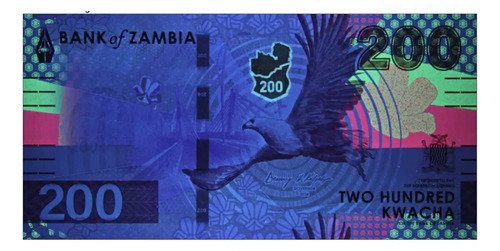 Billete De Zambia 200 Kwacha Águila Pesca Y Rinoceronte 2024