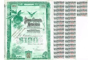 Acción Del Banco Central Mexicano De 1908, (blueberry) Raro