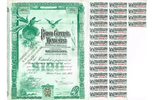 D_822221-MLM70846828429_082023-O.jpg Acción Del Banco Central Mexicano De 1908, (blueberry) Raro