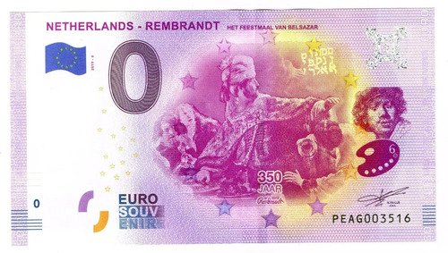Billete 0 Euro Souve 350 Años De Rembrandt El Festín Holanda
