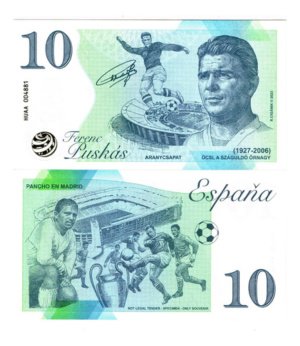 D_823995-MLM69624715573_052023-O.jpg Billete Souvenir Del Futbolista Ferenc Puskás España 10 2023