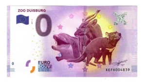 Billete 0 Cero Euro Souvenir Zoo De Duisburgo, Alemania 2017