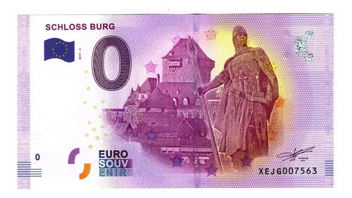 Billete 0 Cero Euros Souvenir Schloss Castillo Alemania 2017