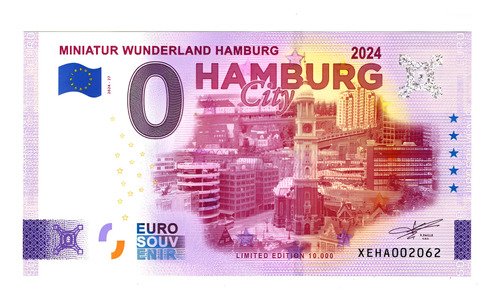 Billete 0 Cero Euro Souv Hamburgo En Miniatura Alemania 2024