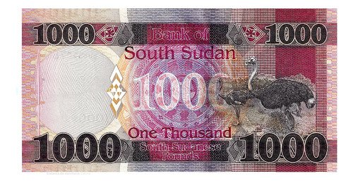 Billete Sudán Del Sur 1,000 Pounds Avestruces 2021 Nuevo S C
