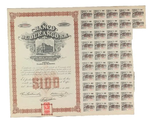 D_844505-MLM88457018555_072025-O.jpg Una Acción Del Banco De Durango De $100 De 1907(con Cupones)