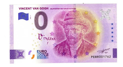 Billete 0 Euro Souvenir, Vincent Van Gogh Holanda Nuevo 2022