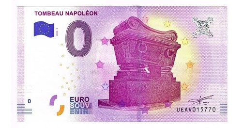Billete 0 Euros Souv. Napoleón Bonaparte Tumba Francia 2018