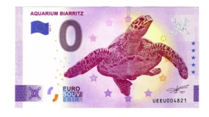 Billete 0 Cero Euro Aquario De Biarritz Tortuga Francia 2023