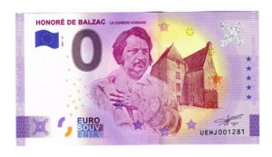 Billete 0 Cero Euro Souvenir Honorato De Balzac Francia 2021