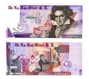 Billete De Italia De Ludwig Van Beethoven Espécimen 2005 S V