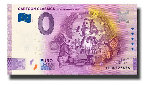 Billete 0 Cero Euro Clásicos De Dibujos Animados Alicia 2025