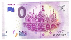 Billete 0 Cero Euro Souvenir San Marcos Venecia Italia 2018