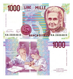 D_906978-MLM72467647933_102023-O.jpg Billete De Italia 1,000 Liras Maria Montessori Nvo Sn C 1990