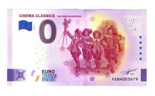 D_910196-MLM110517544261_042026-O.jpg Billete 0 Cero Euro Souveni Cinema Los Tres Mosqueteros 2024