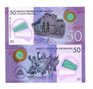 Billete De Nicaragua 50 Córdobas Polímero Nuevo Sin C. 2015