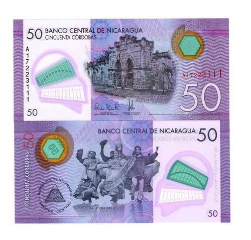 Billete De Nicaragua 50 Córdobas Polímero Nuevo Sin C. 2015