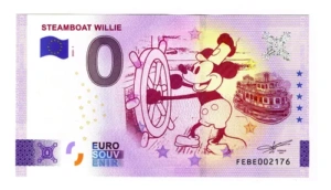 Billete 0 Cero Euros Mickey Mouse Barco De Vapor Willie 2024
