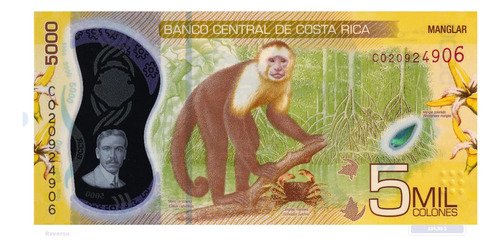 Billete De Costa Rica 5,000 Colones, Alfredo Glez. Mono 2012
