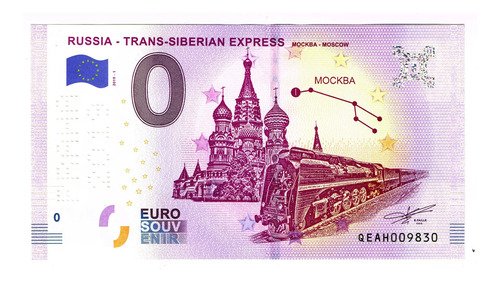 Billete 0 Cero Euro Souvenir Tren Trans Siberiano Rusia 2019