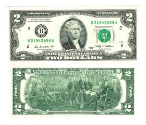 Billete De $2 Dolares De Estados Unidos De La Suerte