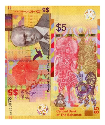 Billete De Bahamas 5 Dollars Sir Cecil Wallace 2020 Nvo. S C