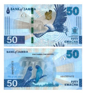 Billete De Zambia 50 Kwacha Águila Pescador Dos Pericos 2024