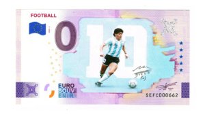 Billete 0 Cero Euro Color Maradona 10 Nuevo Sin Circula 2024