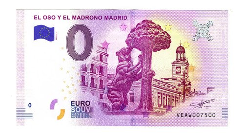 D_953772-MLM76362070972_052024-O.jpg Billete 0 Cero Euro Souvenir El Oso Y El Madroño Madrid 2018