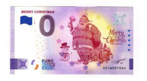 Billete 0 Cero Euro Souvenir Merry Christmas Italia 2020