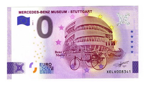 Billete 0 Cero Euros Souvenir Mercedes- Benz Museo Stuttgart