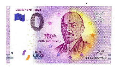 D_986188-MLM72869075214_112023-O.jpg Billete 0 Cero Euro Souvenir Lenin 150º Anv Rusia Nuevo 2019