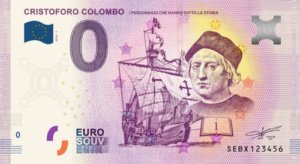 Billete 0 Cero Euro Souvenir Cristóbal Colón 2019 Italia