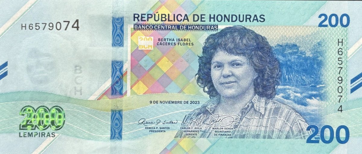 Anverso del billete de Honduras 200 Lempiras 2023