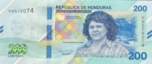 Anverso del billete de Honduras 200 Lempiras 2023